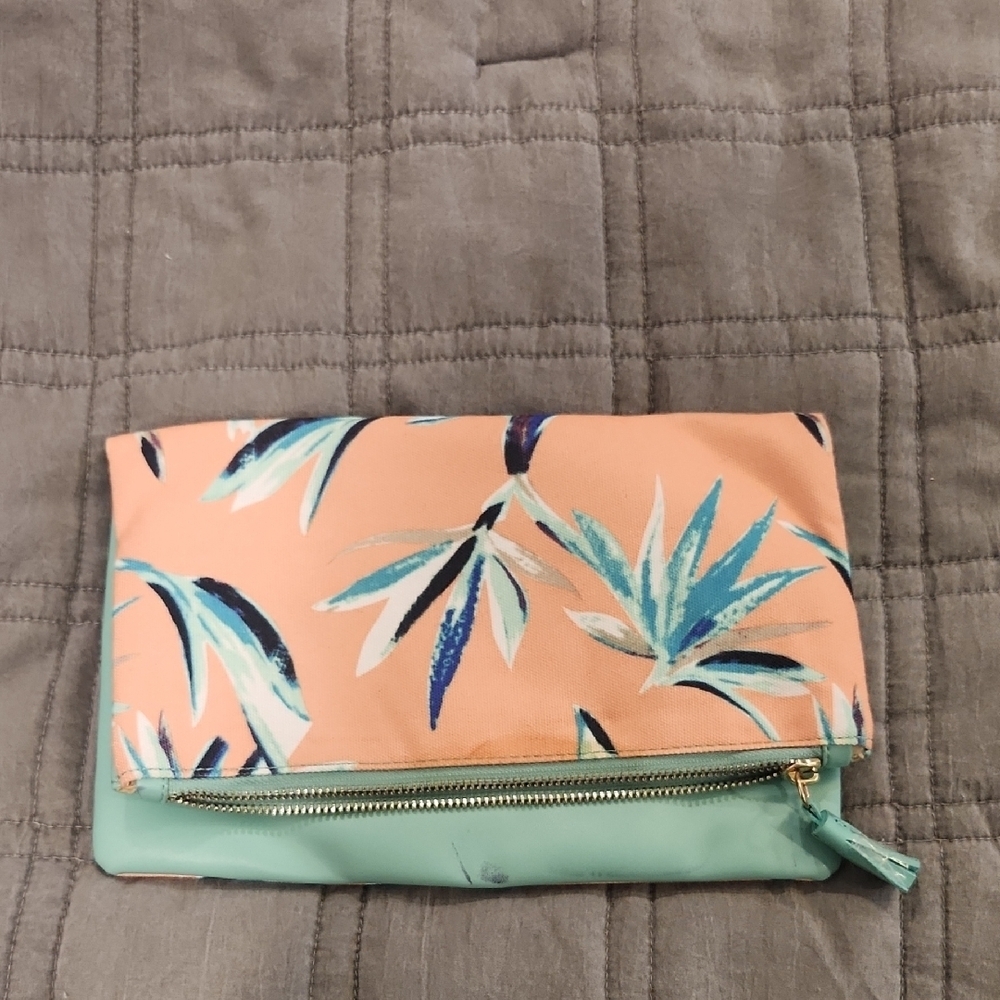 Rachel Pally Peach and Mint Floral Clutch